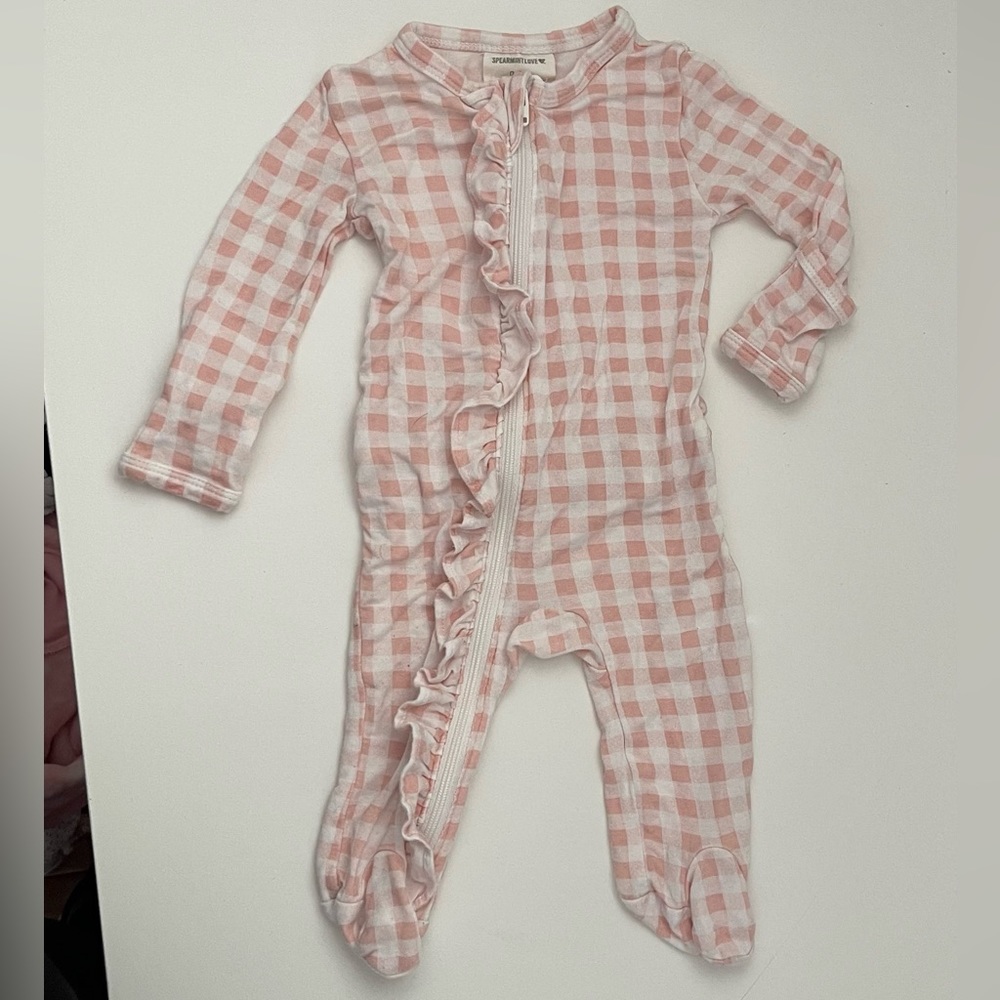 Spearmint ruffle onesie